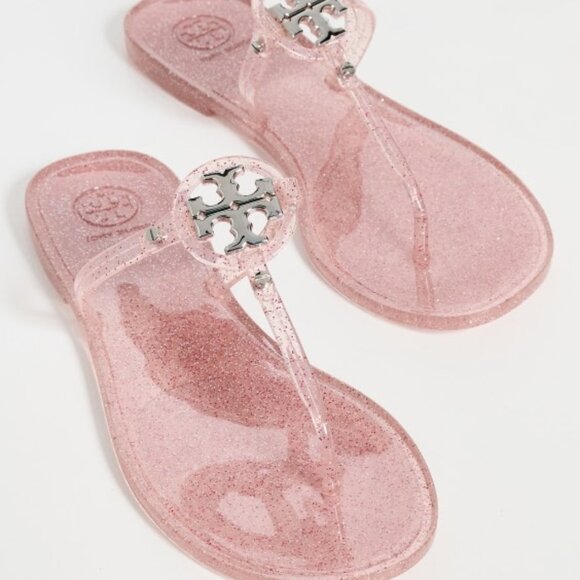 NIB Tory Burch Jelly Mini Miller Sandal Pink Love Silver HW US 7 AUTHENTIC - Picture 3 of 16